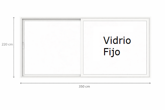 Imagen de Corredera Elevable Cortizo E-170 Blanca 350x220 cm con Climalit Planitherm 4S y Herraje G-U (APERTURA POR LA IZQUIERDA)